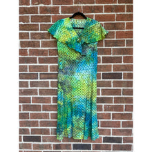 Load image into Gallery viewer, Antique 1940s Hand Dyed Cotton Eyelet Dress Green Blue