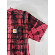 Load image into Gallery viewer, Black & Pink Shibori Bleach Dyed Carhartt T-Shirt Short Sleeve Size Small