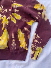 Load image into Gallery viewer, Reverse Dyed Maroon and Lime Green Hoodie Sweatshirt