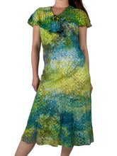 Load image into Gallery viewer, Antique 1940s Hand Dyed Cotton Eyelet Dress Green Blue