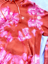 Load image into Gallery viewer, Reverse Tie Dyed Orange and Pink Hoodie Sweatshirt