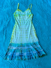 Load image into Gallery viewer, Lime Green and Turquoise Tie Dye Slip Dress