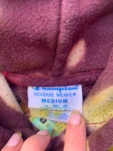 Load image into Gallery viewer, Reverse Dyed Maroon and Lime Green Hoodie Sweatshirt