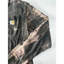 Load image into Gallery viewer, Black & Pink Shibori Bleach Dyed Carhartt T-Shirt Long Sleeve Size Large