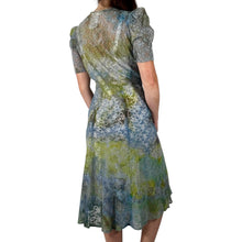Load image into Gallery viewer, Antique 1930s 1940s Hand Dyed Blue Green Lace Dress