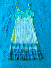 Load image into Gallery viewer, Lime Green and Turquoise Tie Dye Slip Dress