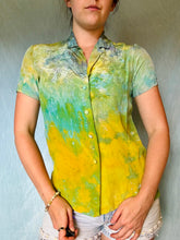 Load image into Gallery viewer, Vintage Short Sleeve Embroidered Silk Blouse