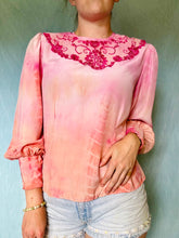 Load image into Gallery viewer, Ombre Dyed Vintage Blouse - Pink and Orange