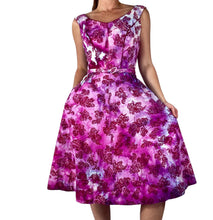Load image into Gallery viewer, 1950s hand dyed floral print fit and flare dress.