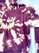 Load image into Gallery viewer, Reverse Dyed Maroon and Lime Green Hoodie Sweatshirt