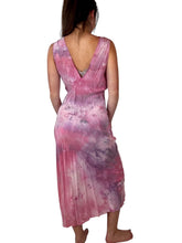 Load image into Gallery viewer, Back view of a Hand dyed vintage 1930s slip dress in pink and purple.