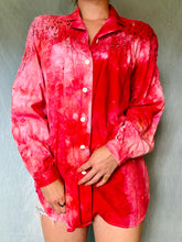 Load image into Gallery viewer, Ice Dye Bright Pink Cotton Button Up Blouse