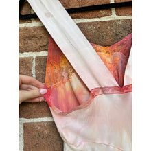 Load image into Gallery viewer, Antique Hand Dyed Rayon Slip Dress Pastel Pink Purple Lace Trim