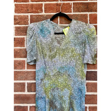Load image into Gallery viewer, Antique 1930s 1940s Hand Dyed Blue Green Lace Dress