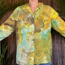 Load image into Gallery viewer, Hand Ice Dyed Silk Blouse Yellow Green