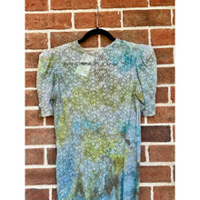 Load image into Gallery viewer, Antique 1930s 1940s Hand Dyed Blue Green Lace Dress