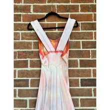 Load image into Gallery viewer, Antique Hand Dyed Rayon Slip Dress Pastel Pink Purple Lace Trim