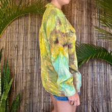 Load image into Gallery viewer, Hand Ice Dyed Silk Blouse Yellow Green