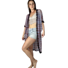 Load image into Gallery viewer, Vintage 80s Hand Ice Dyed Blue Purple Cocoon Duster Mara