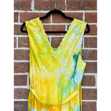 Load image into Gallery viewer, Antique Hand Dyed Slip Dress Butter Yellow Lime Green Nightgown Lingerie