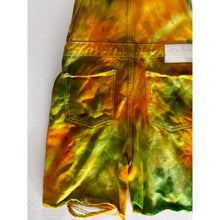 Load image into Gallery viewer, Ice Dyed Vintage Overall Shorts Green and Yellow