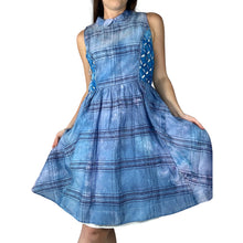 Load image into Gallery viewer, Vintage 1950s Hand Dyed Blue Ice Dye Fit & Flare Cotton Dress