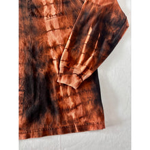 Load image into Gallery viewer, Orange & Black Shibori Bleach Dyed Carhartt T-Shirt Long Sleeve Size Large