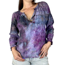 Load image into Gallery viewer, Vintage 1970s Hand Dyed Cotton Smocked Boho Blouse