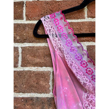 Load image into Gallery viewer, Antique Hand Dyed Slip Dress Pink & Purple Ice Dye Rayon Lace Trim