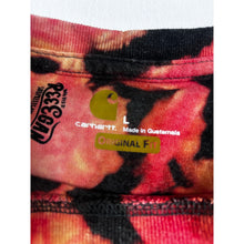 Load image into Gallery viewer, Black & Pink Spiral Reverse Dyed Carhartt T-Shirt Long Sleeve Size Large