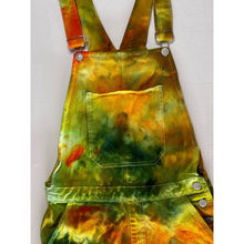 Load image into Gallery viewer, Ice Dyed Vintage Overall Shorts Green and Yellow