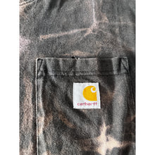 Load image into Gallery viewer, Black & Pink Shibori Bleach Dyed Carhartt T-Shirt Long Sleeve Size Large