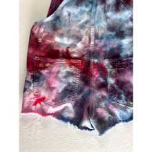 Load image into Gallery viewer, Ice Dyed Vintage Overall Shorts Pink Blue Purple