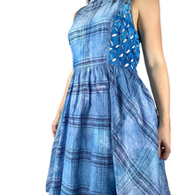 Load image into Gallery viewer, Vintage 1950s Hand Dyed Blue Ice Dye Fit & Flare Cotton Dress