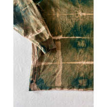 Load image into Gallery viewer, Green & Tan Shibori Bleach Dyed Carhartt T-Shirt Long Sleeve Size Large