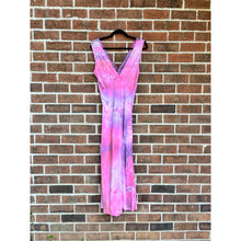 Load image into Gallery viewer, Antique Hand Dyed Slip Dress Pink & Purple Ice Dye Rayon Lace Trim