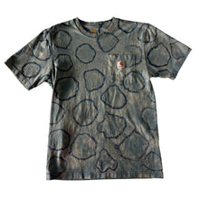 Load image into Gallery viewer, Blue Shibori Bleach Dyed Carhartt T-Shirt Short Sleeve Size Small