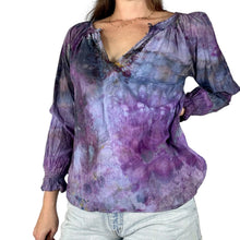 Load image into Gallery viewer, Vintage 1970s Hand Dyed Cotton Smocked Boho Blouse