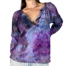Load image into Gallery viewer, Vintage 1970s Hand Dyed Cotton Smocked Boho Blouse