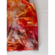 Load image into Gallery viewer, Ice Dyed Vintage Overall Shorts Pink and Orange
