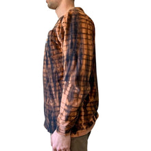 Load image into Gallery viewer, Orange & Black Shibori Bleach Dyed Carhartt T-Shirt Long Sleeve Size Medium