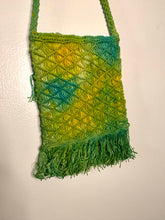 Load image into Gallery viewer, Yellow and Green Macrame Vintage Crossbody Purse