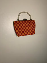 Load image into Gallery viewer, Hand Painted Pink and Orange Checker Print 1960s Purse