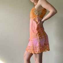 Load image into Gallery viewer, Hand Dyed Vintage Slip in Orange and Pink Stripes