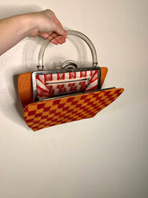 Load image into Gallery viewer, Hand Painted Pink and Orange Checker Print 1960s Purse
