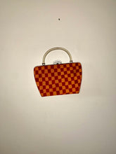 Load image into Gallery viewer, Hand Painted Pink and Orange Checker Print 1960s Purse