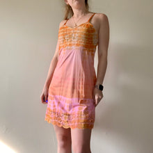 Load image into Gallery viewer, Hand Dyed Vintage Slip in Orange and Pink Stripes