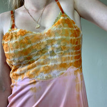 Load image into Gallery viewer, Hand Dyed Vintage Slip in Orange and Pink Stripes