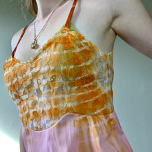 Load image into Gallery viewer, Hand Dyed Vintage Slip in Orange and Pink Stripes
