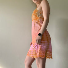Load image into Gallery viewer, Hand Dyed Vintage Slip in Orange and Pink Stripes